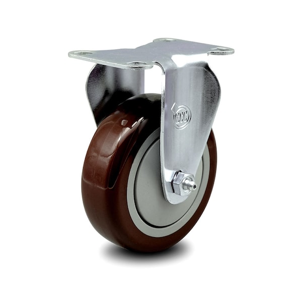 4 Inch Maroon Polyurethane Wheel Rigid Top Plate Caster